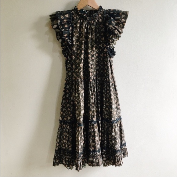 Ulla Johnson Joan Mix Print Cotton Dress Jasper - Picture 2 of 6
